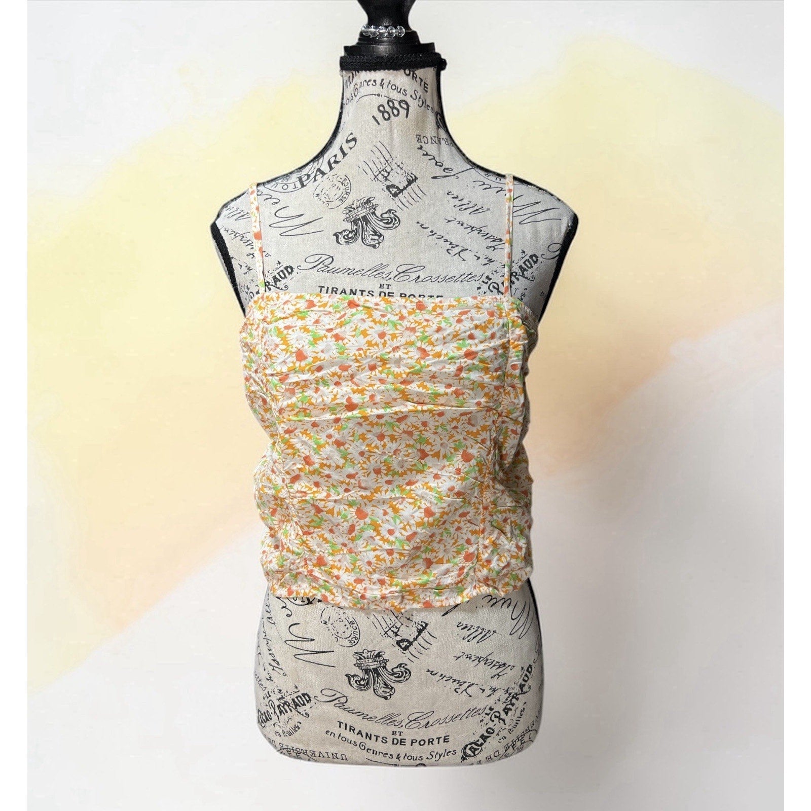 BP floral ruched crop camisole top Size XXS New