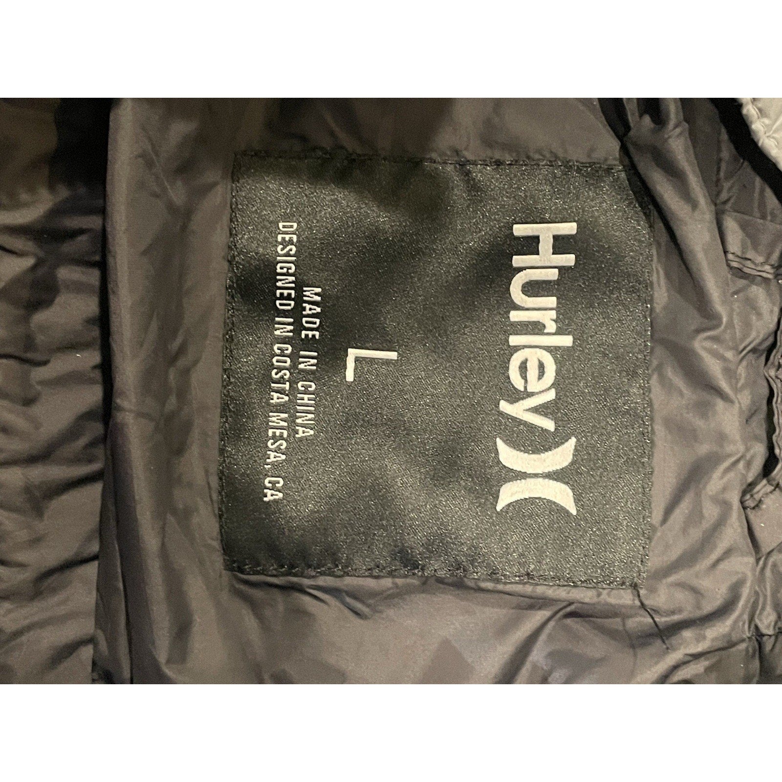 Hurley Mens Large Lightweight Nylon Jacket Packable Windbreaker Athletic