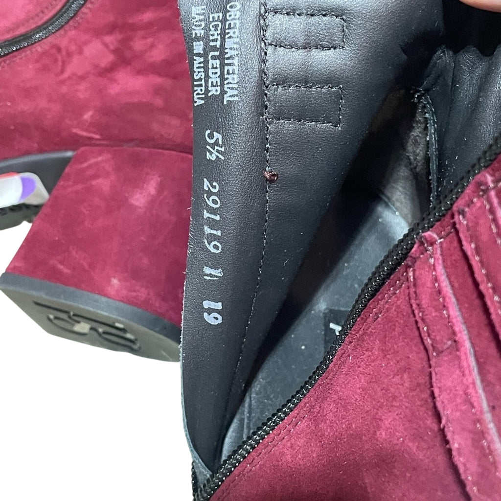 Paul Green Sydney Ankle Boot NWOB Burgundy Suede MSRP $499 shoe size 8.5