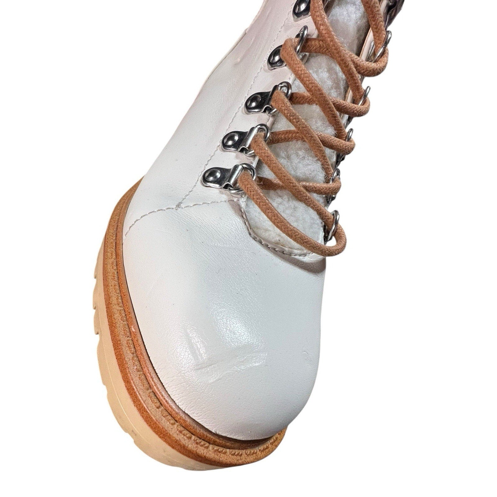 Marc Fisher White Combat Boot Women’s Shoe Size 9 New With Defect