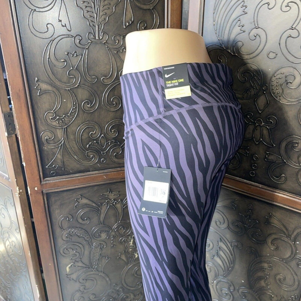 Nike One Tight Fit Purple Zebra Print legging's Women's Size 1X NWT MSRP $60‎