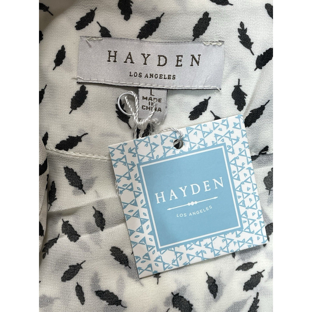 Hayden Los Angeles Ivory Leaf Print Design Blouse NWT Women’s