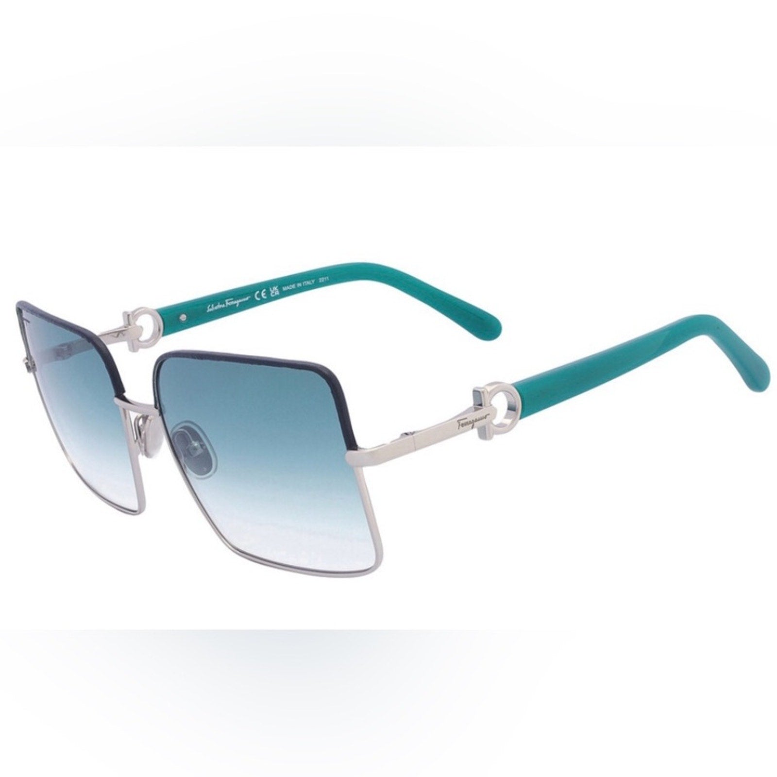 Salvatore Ferragamo Teal Gradient Sunglasses for Women NWT