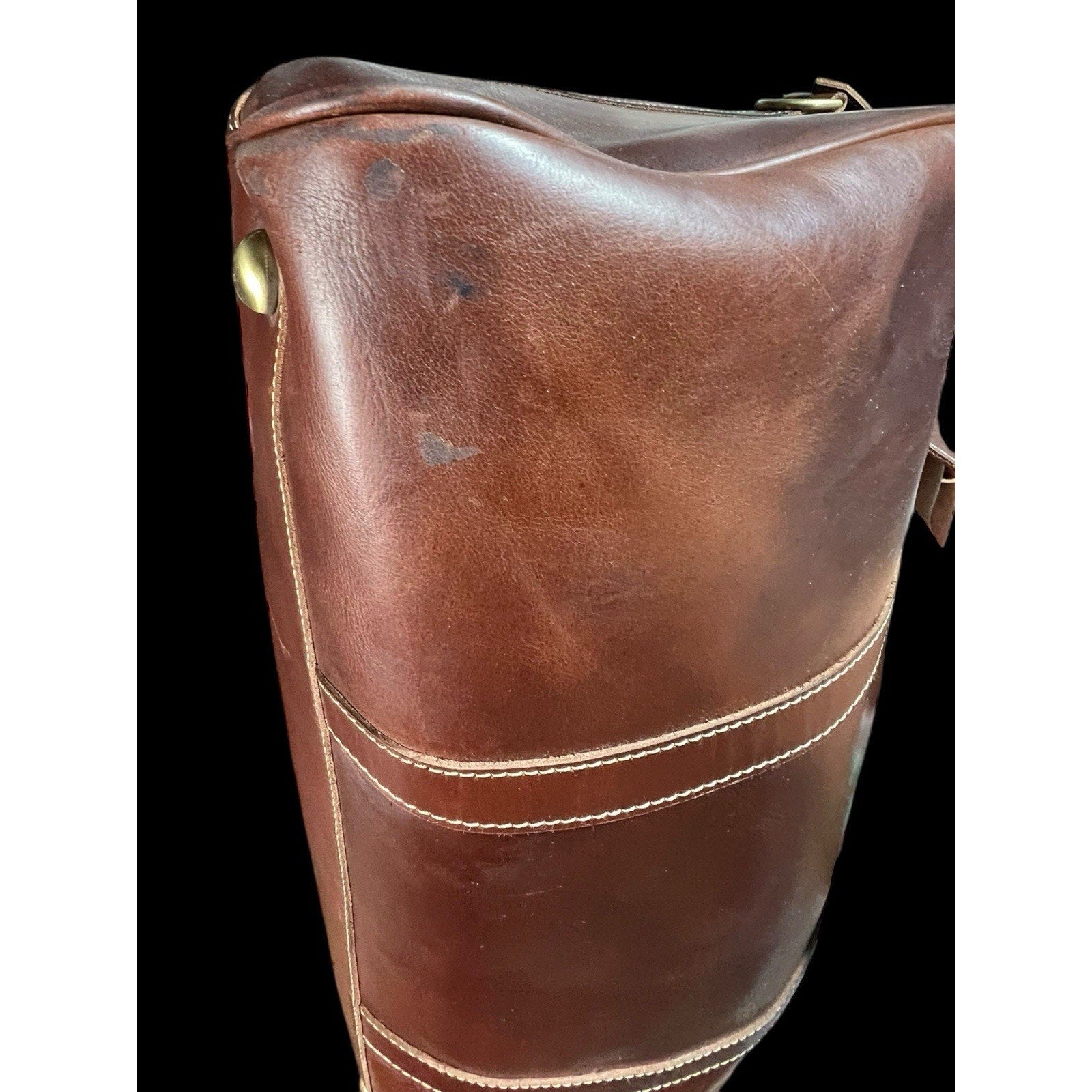 Leather Pilot Style Duffle Bag 19x13x10