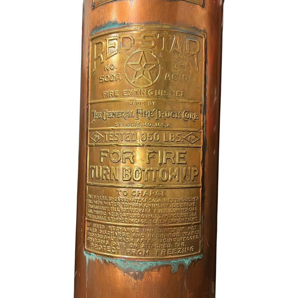 Red Star Vintage Copper / Brass Fire Extinguisher