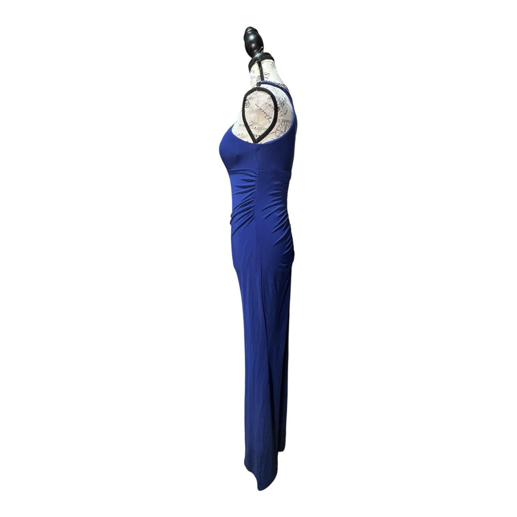 XSCAPE Royal Blue Body Contour Beaded Maxi Dress Size 2