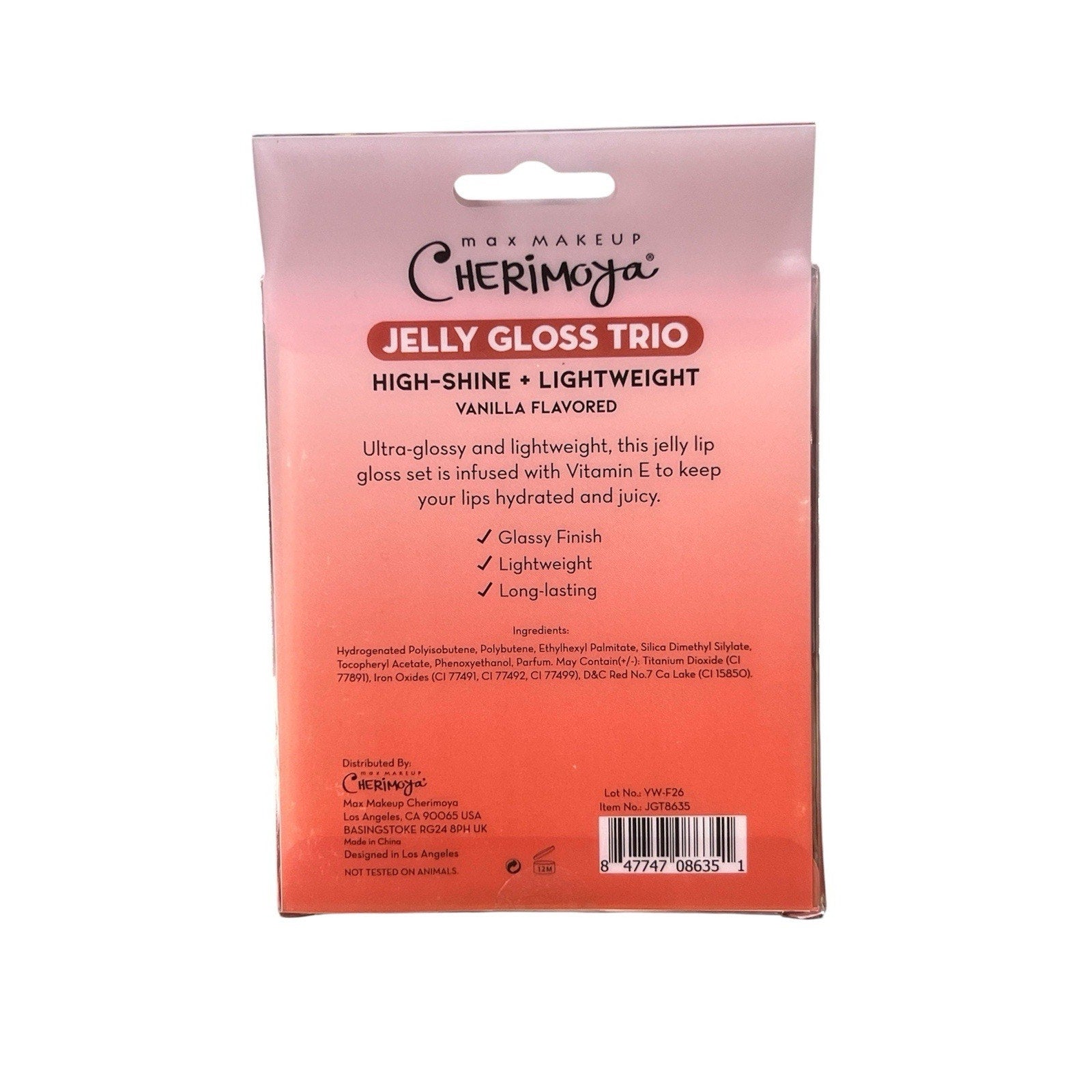 Cherimoya Jelly Lip Gloss Trio High Shine Light Vanilla Flavored NIB $30 MSRP