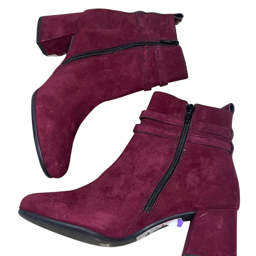 Paul Green Sydney Ankle Boot NWOB Burgundy Suede MSRP $499 shoe size 8.5