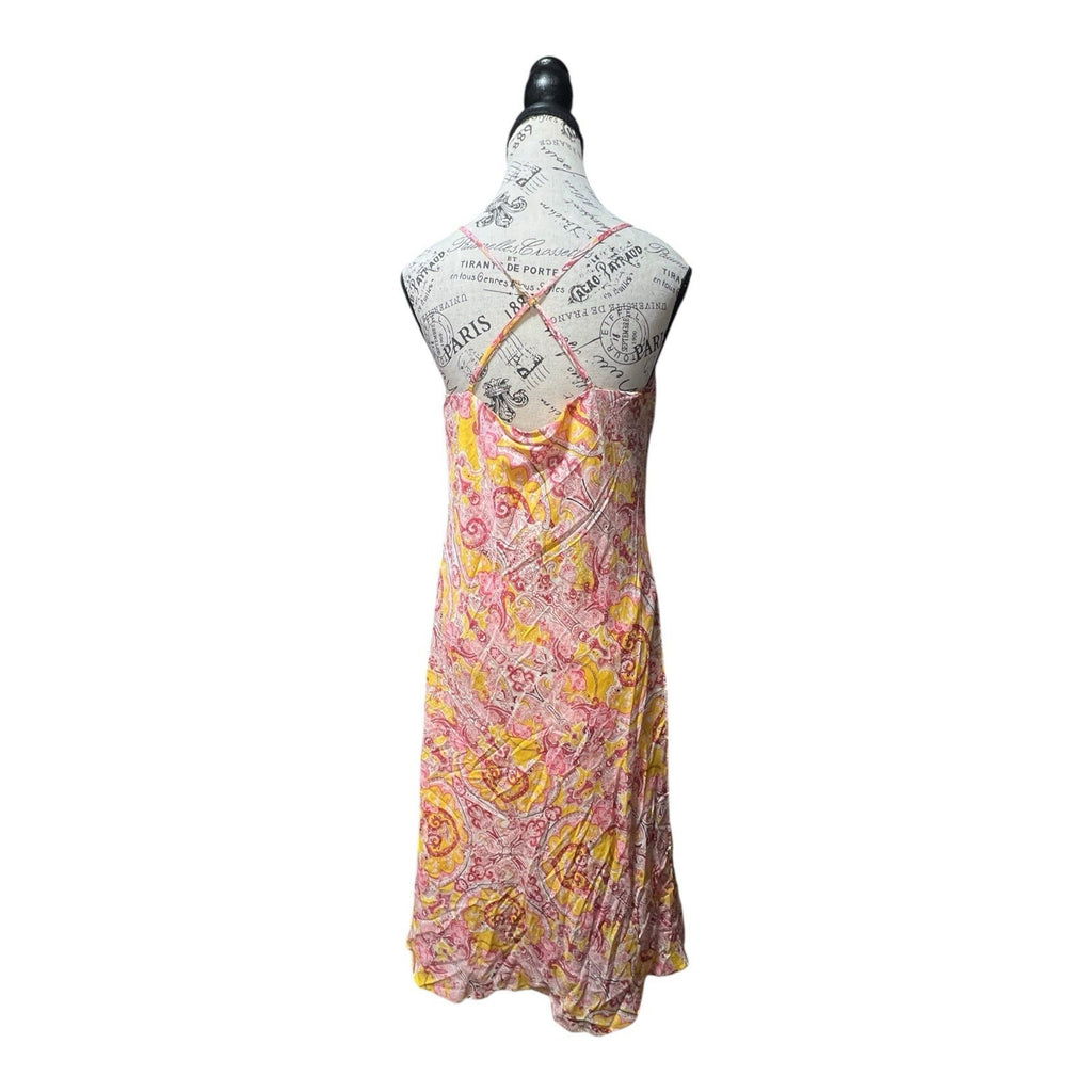 Lucy Paris Paisley Print Midi Dress Pink And Yellow Women’s Size M NWT